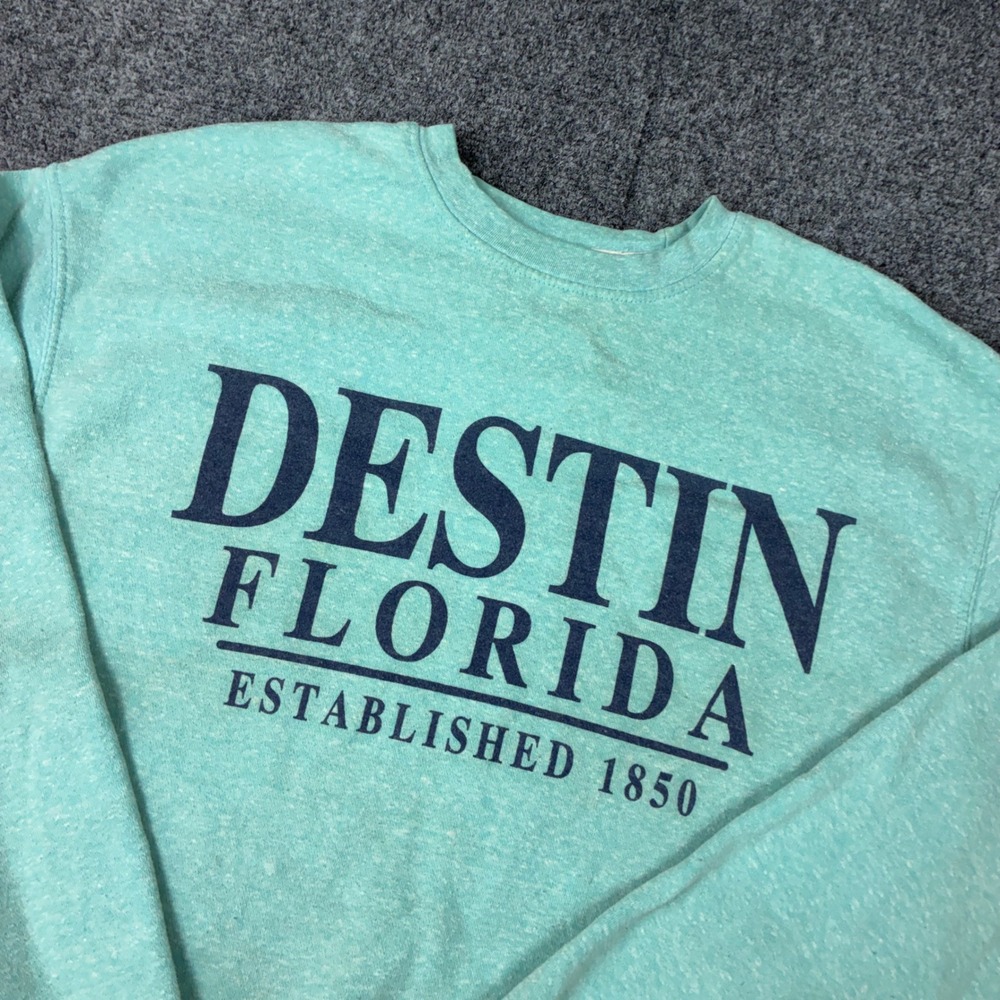 U.S. Vintage Destin Florida Sweatshirt Mint Green Heather Womens Size Large